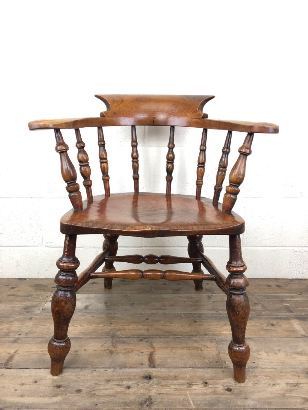 19th Century Ash and Elm Smoker’s Bow Armchair