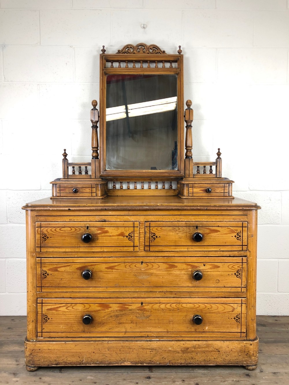 Victorian Aesthetic Movement Pine Dressing Table Chest