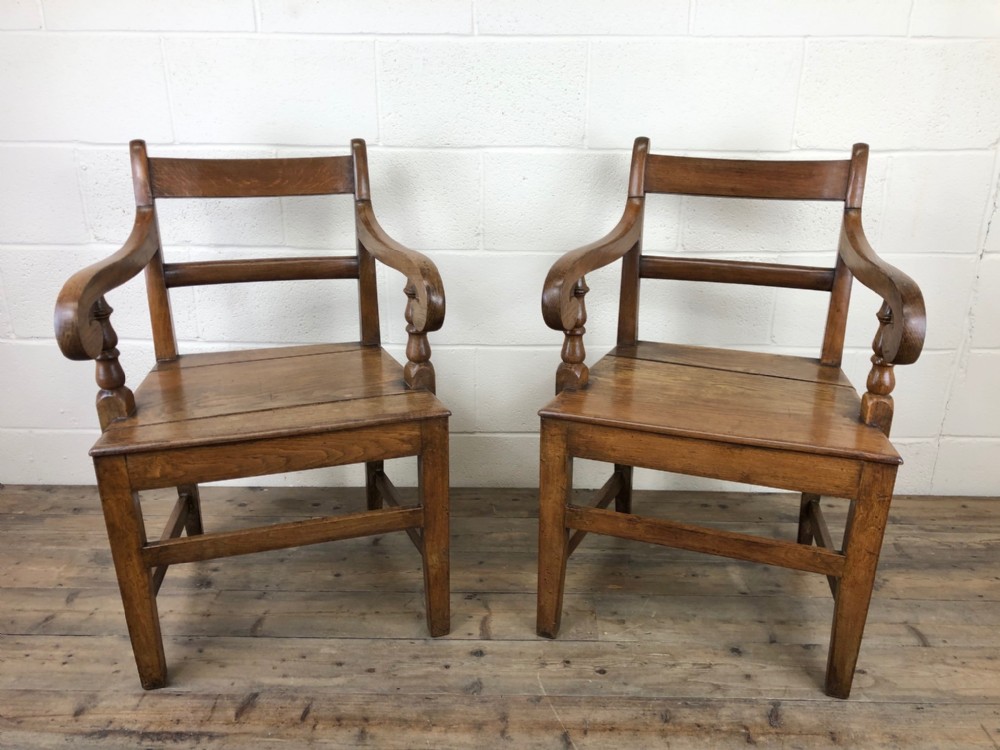 Pair of 19th Century Welsh Oak Farmhouse Armchairs