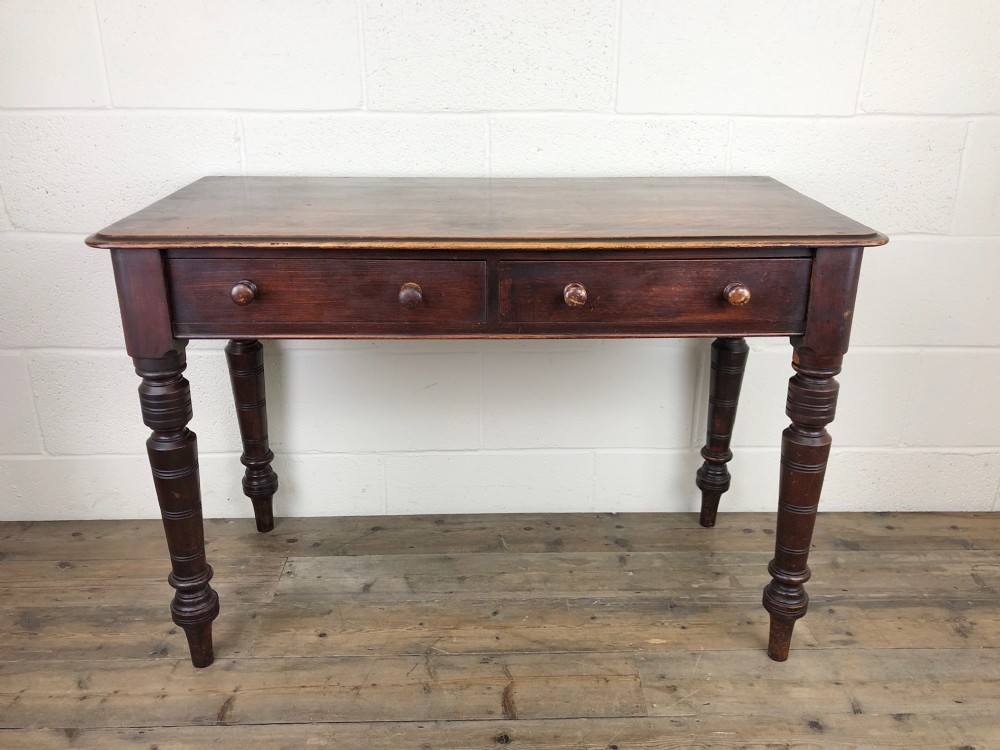 Victorian Mahogany Two Drawer Console Table