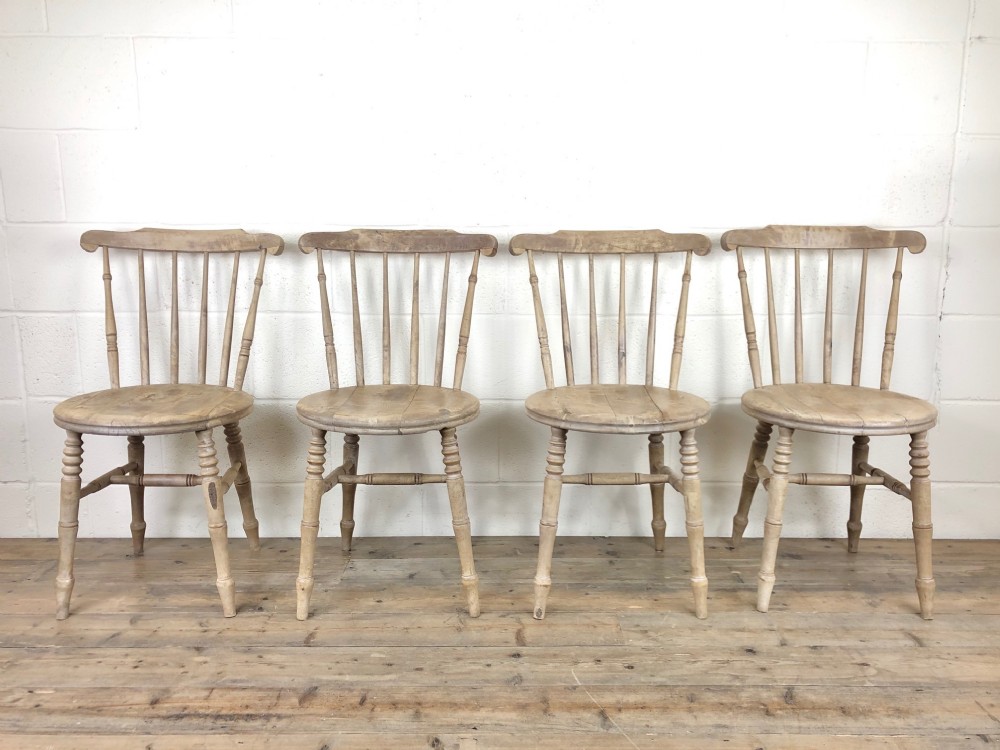 Set of Four Antique Beech and Elm Penny Chairs