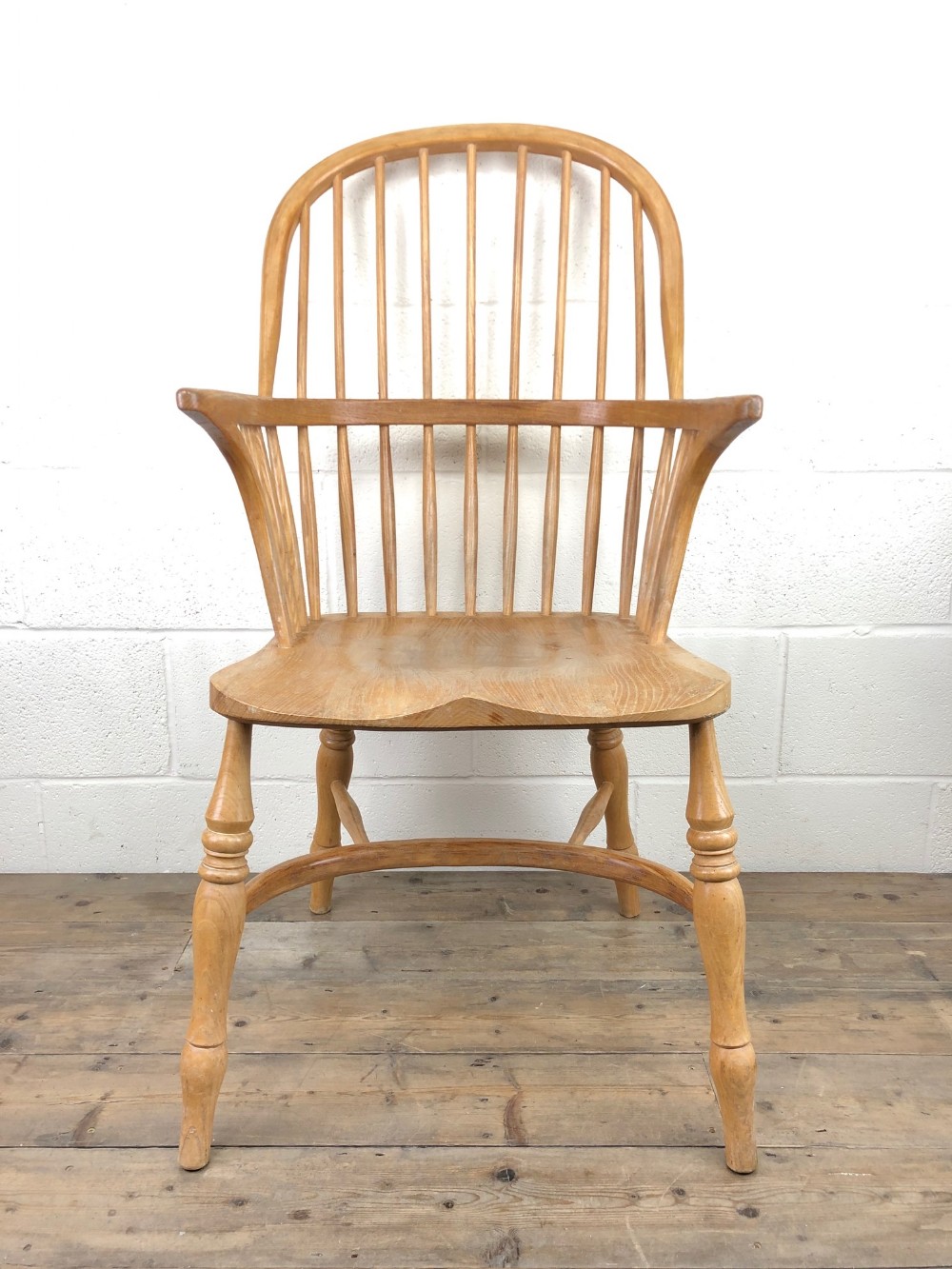 Beech and Elm Windsor Armchair with Crinoline Stretcher