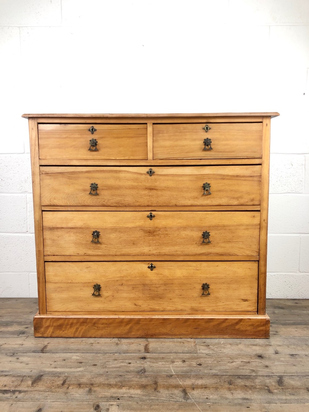 Antique Edwardian Satin Birch Chest of Drawers