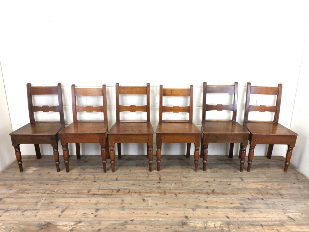 Set of Six Antique 19th Century Welsh Oak Bar Back Chairs
