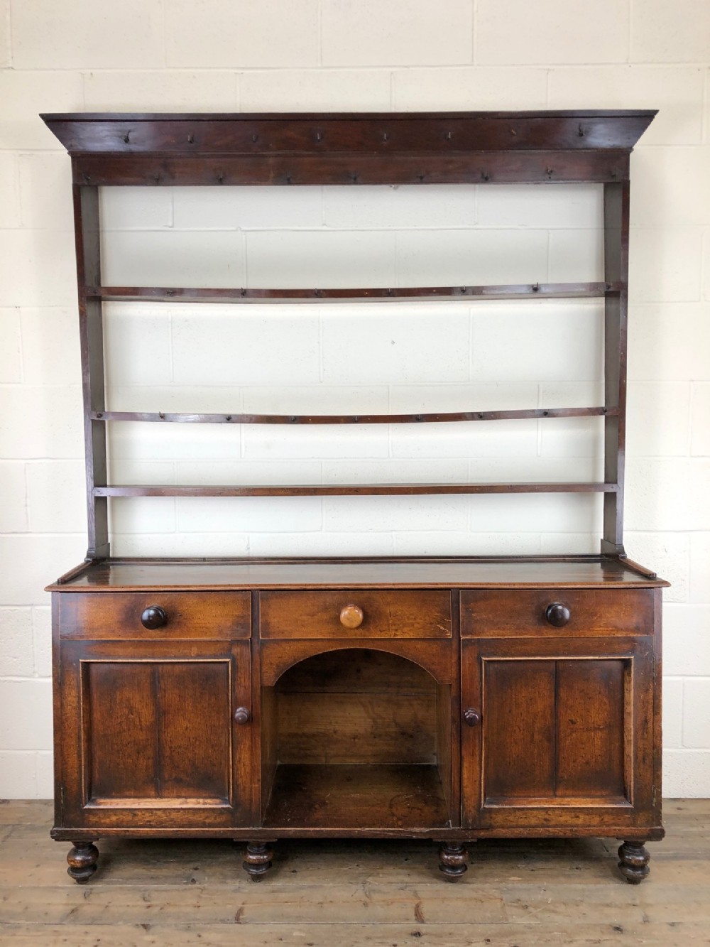 Antique 19th Century Welsh Oak Open Back Dresser
