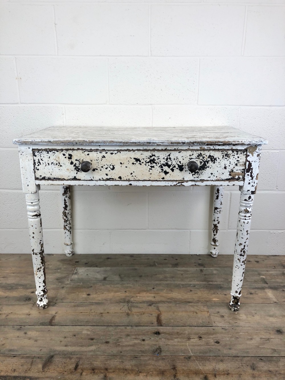 Distressed Antique Painted Side Table with Drawer
