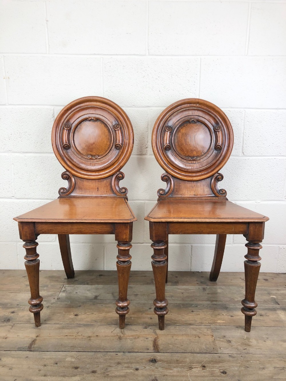 Pair of Decorative Victorian Mahogany Hall Chairs 