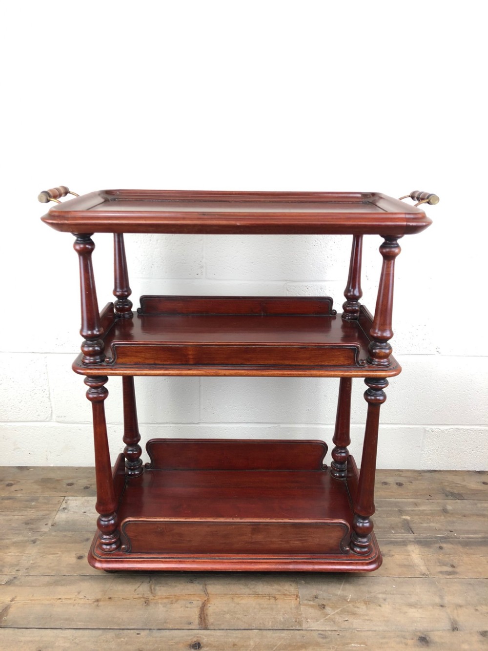 Antique Mahogany Three Tier Drinks Trolley