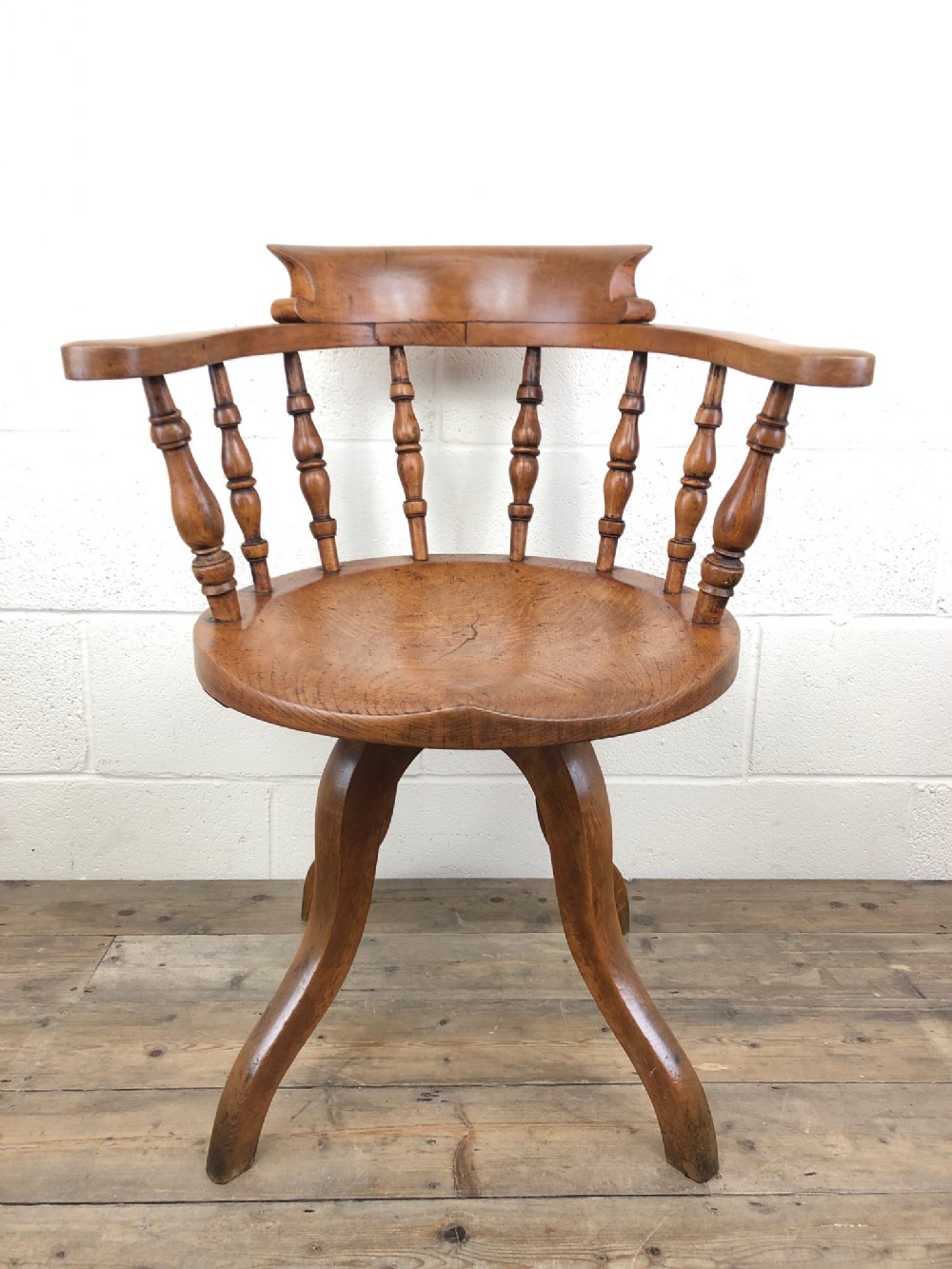 19th Century Beech and Elm Swivel Desk Chair