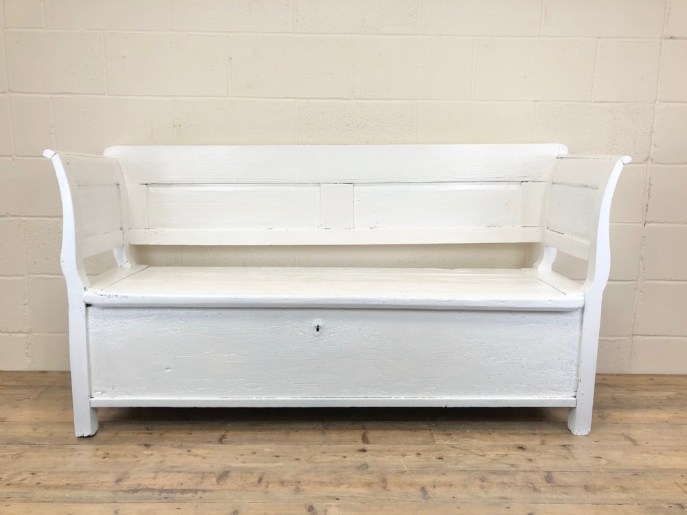 19th Century Painted Antique Pine Bench or Settle