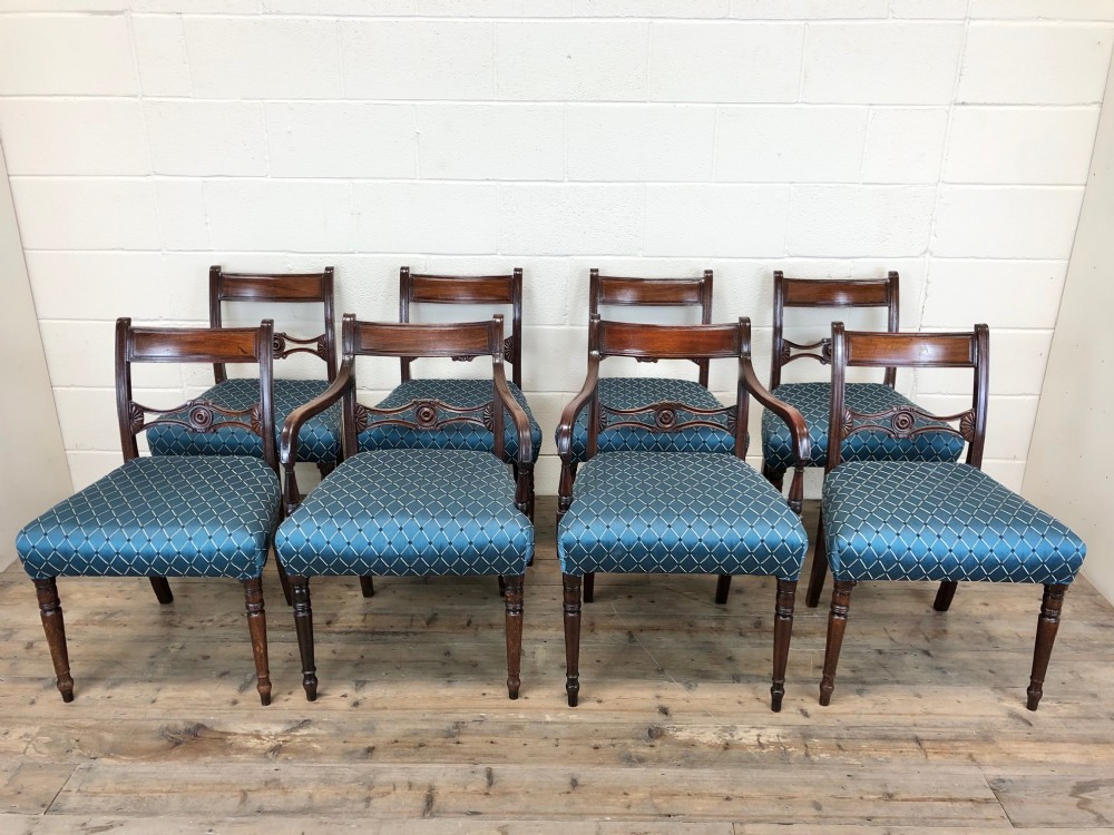 Antique Set of 8 Regency Mahogany Dining Chairs (6+2)