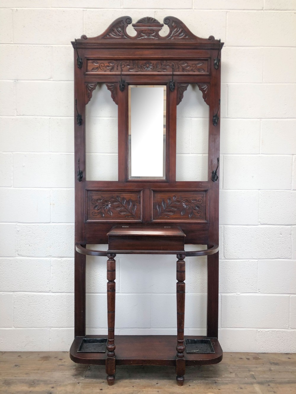 Antique Edwardian Mahogany Hat and Coat Hall Stand