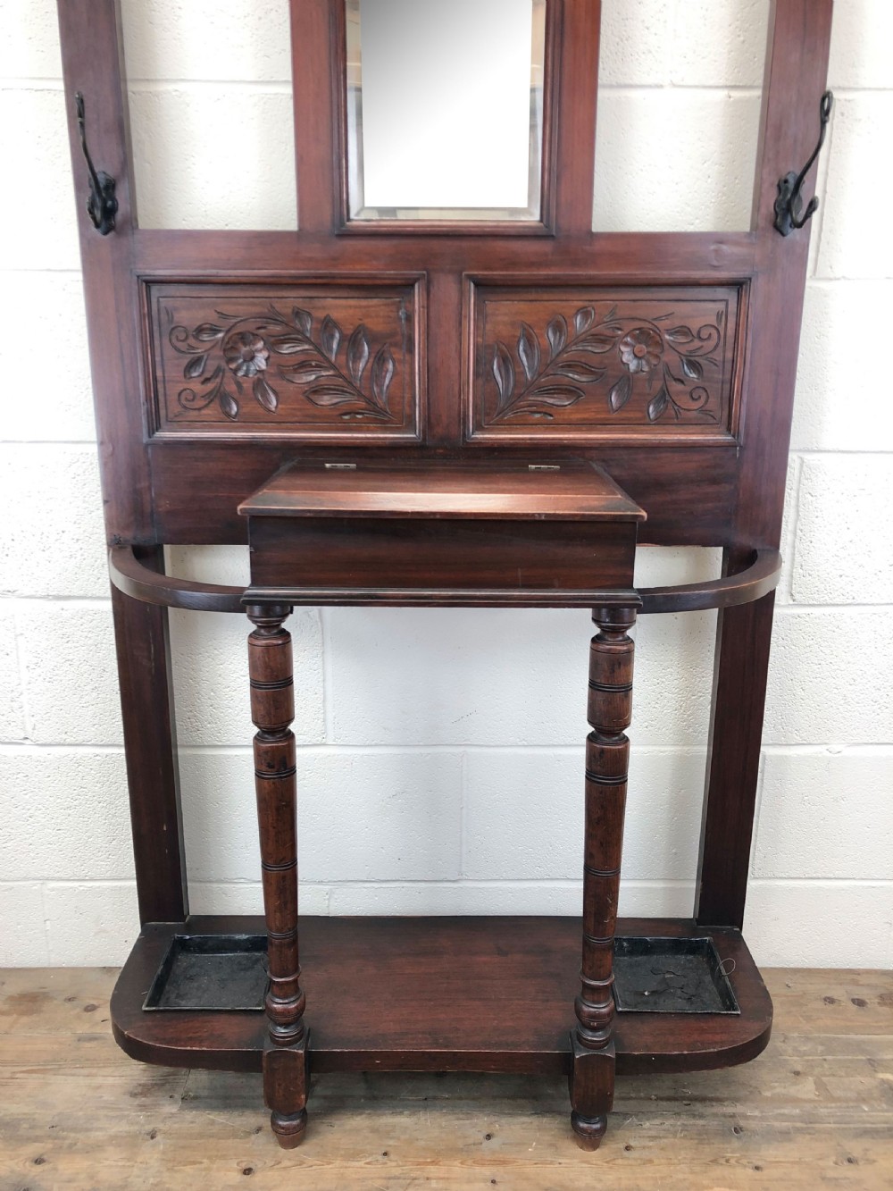 Antique Edwardian Mahogany Hat and Coat Hall Stand View II