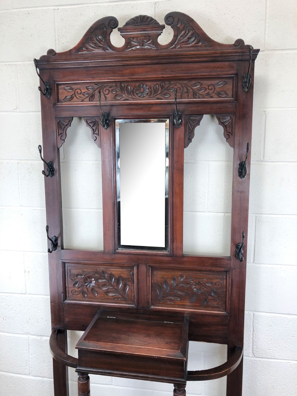 Antique Edwardian Mahogany Hat and Coat Hall Stand View III