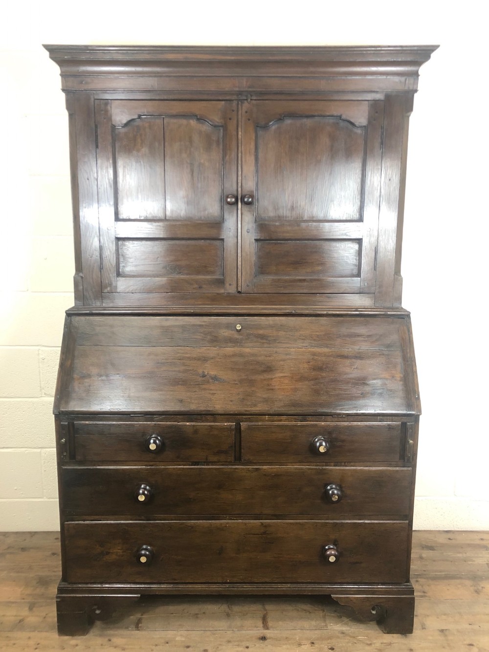 Antique 18th Century Welsh Oak Two Stage Bureau Cupboard