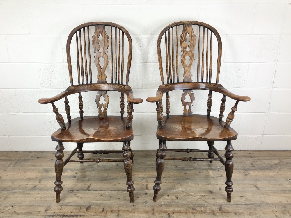 Pair of Ash and Elm Windsor Armchairs