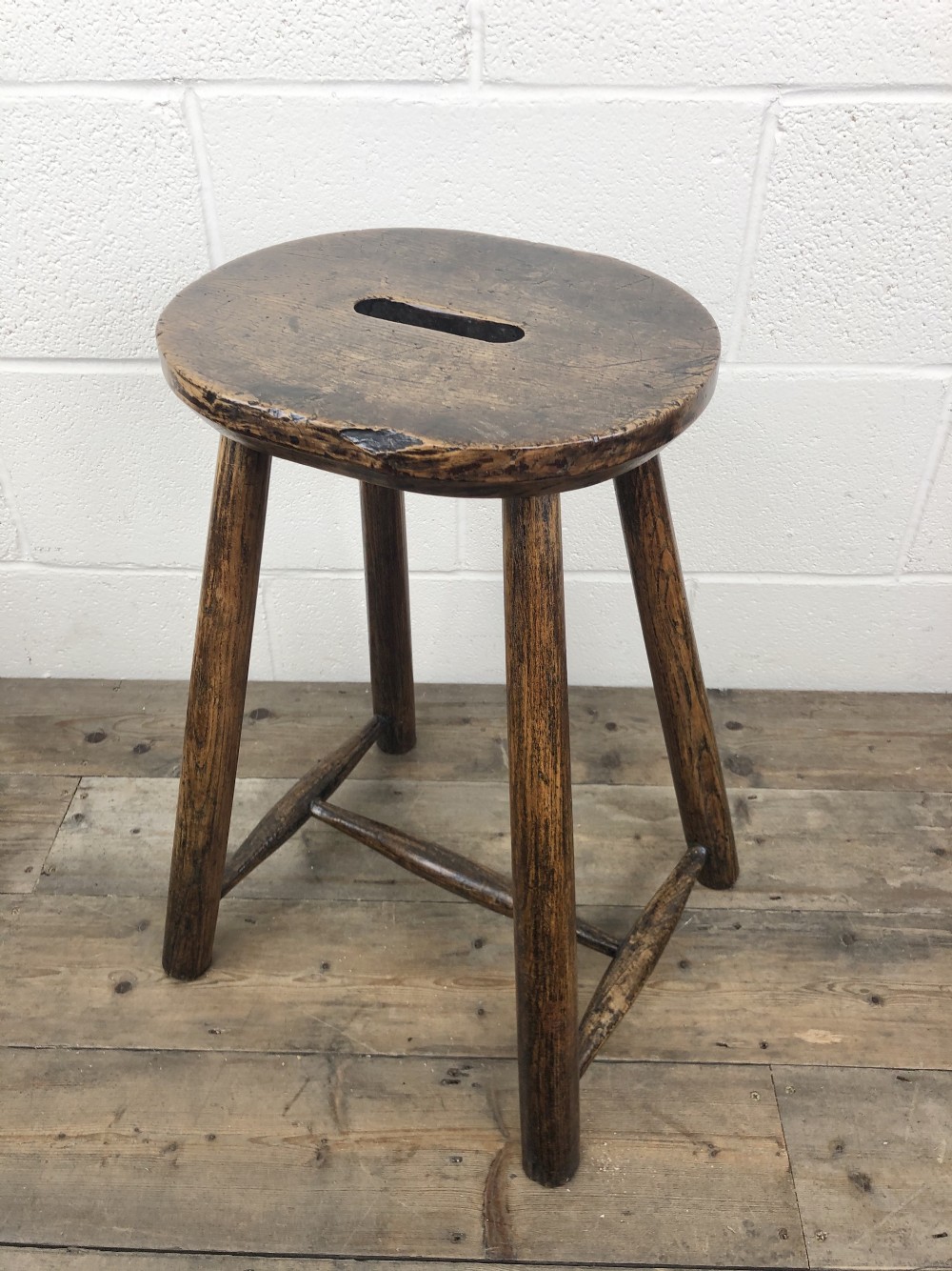 Antique 19th Century Oak Stool 