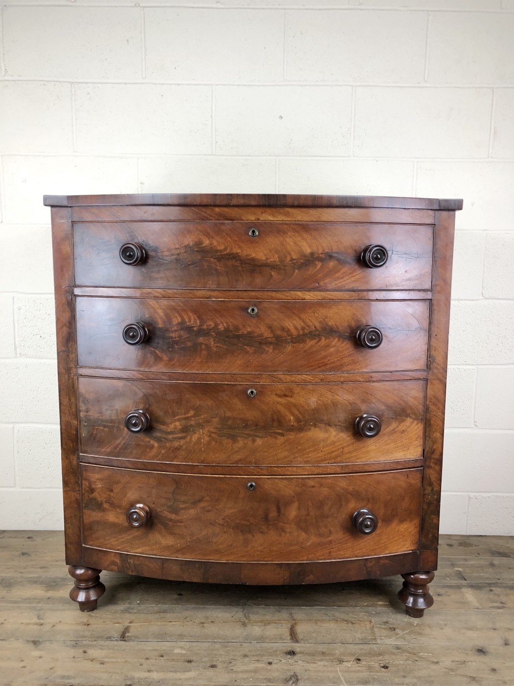Antique Victorian Mahogany Bow Front Chest of Drawers