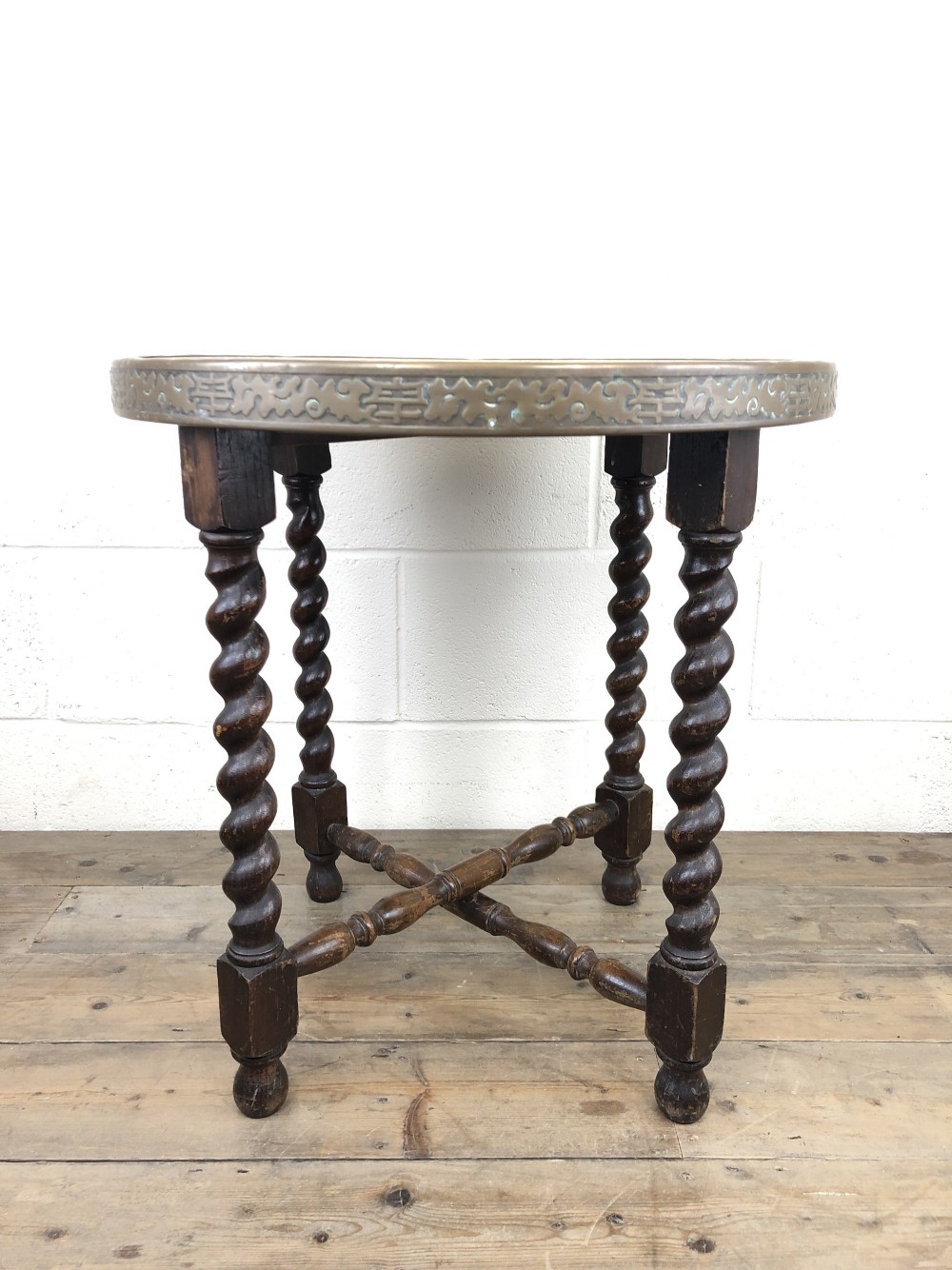 Antique Middle Eastern Design Brass Top Folding Table