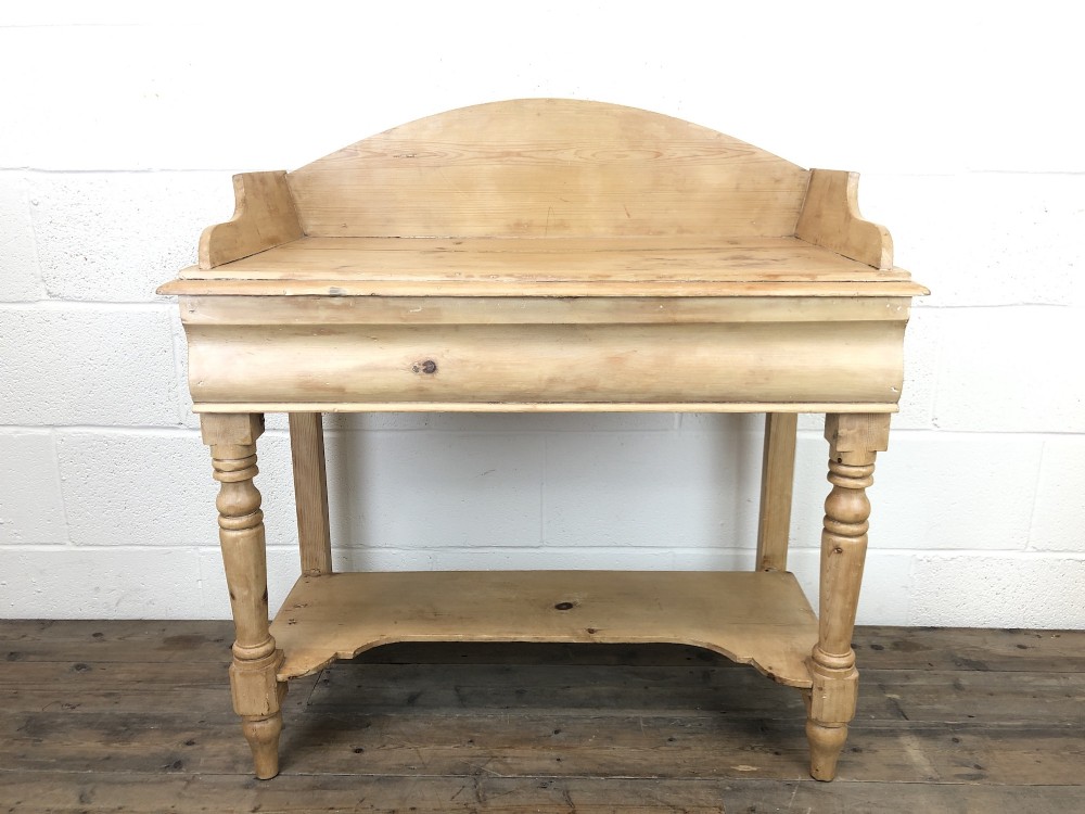 Antique Victorian Pine Washstand with Gallery Back