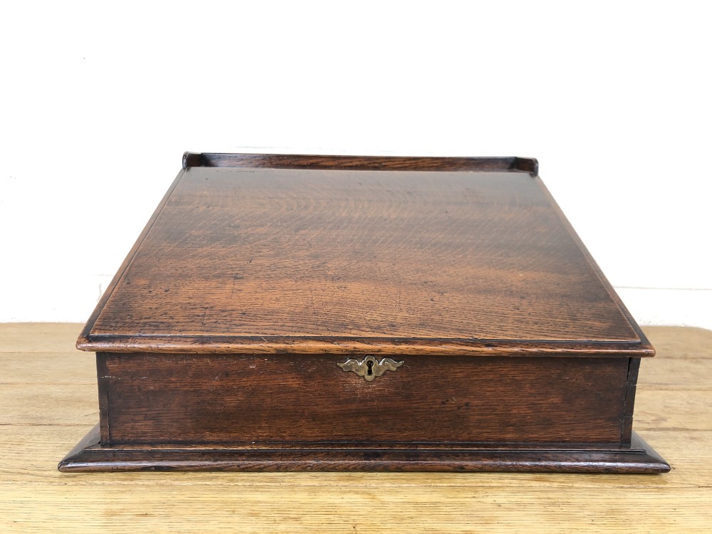 19th Century Antique Oak Table Top Writing Slope