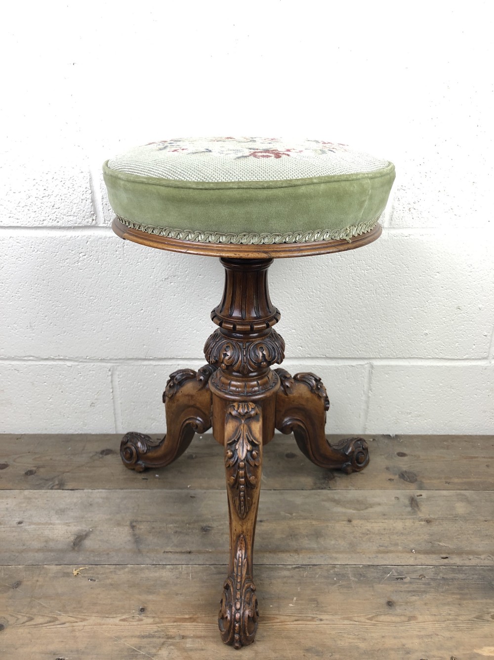 Antique Victorian Mahogany Rise and Fall Piano Stool