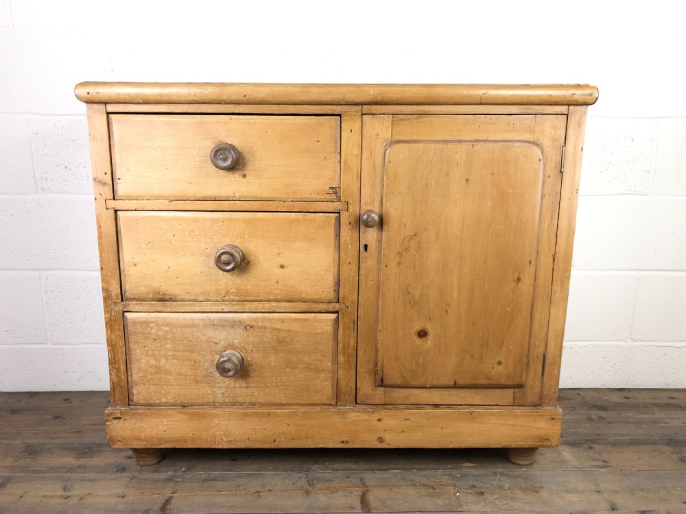 Antique Pine Sideboard Cupboard with Drawers