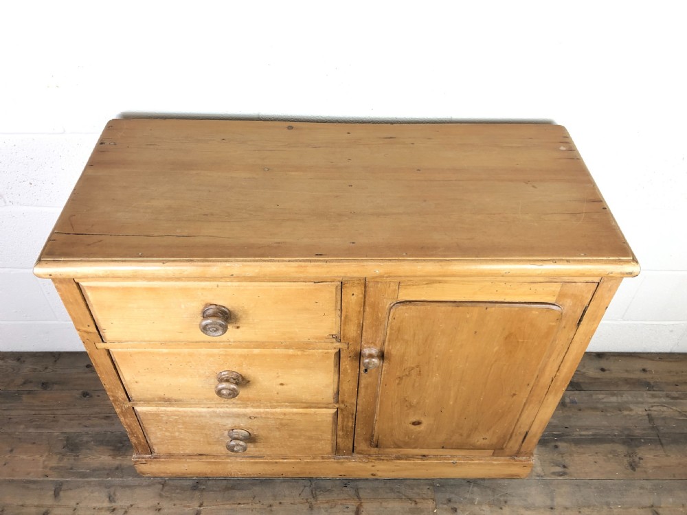 Antique Pine Sideboard Cupboard with Drawers View V