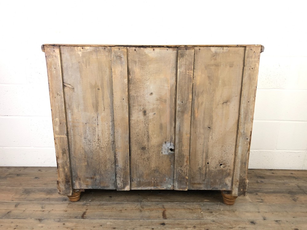 Antique Pine Sideboard Cupboard with Drawers View VI