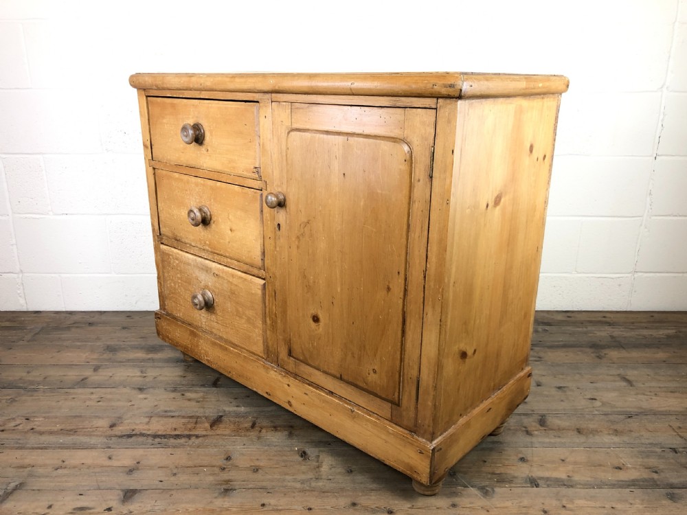 Antique Pine Sideboard Cupboard with Drawers View VIII