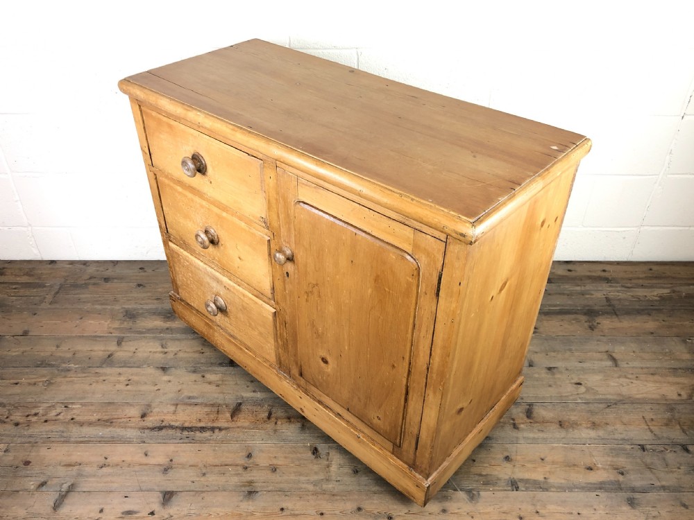 Antique Pine Sideboard Cupboard with Drawers View IX