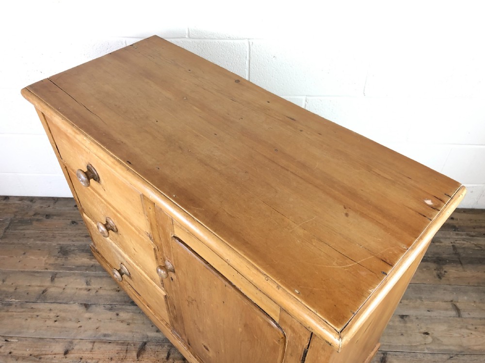 Antique Pine Sideboard Cupboard with Drawers View X