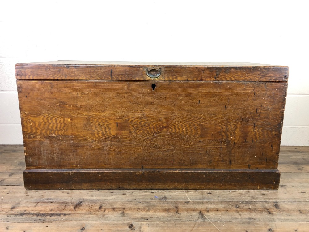 Antique Stained Pine Welch British Army Trunk 
