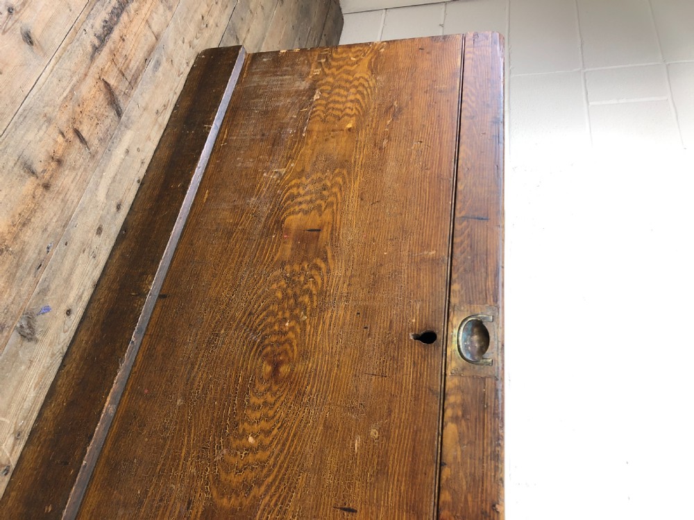 Antique Stained Pine Welch British Army Trunk  View II
