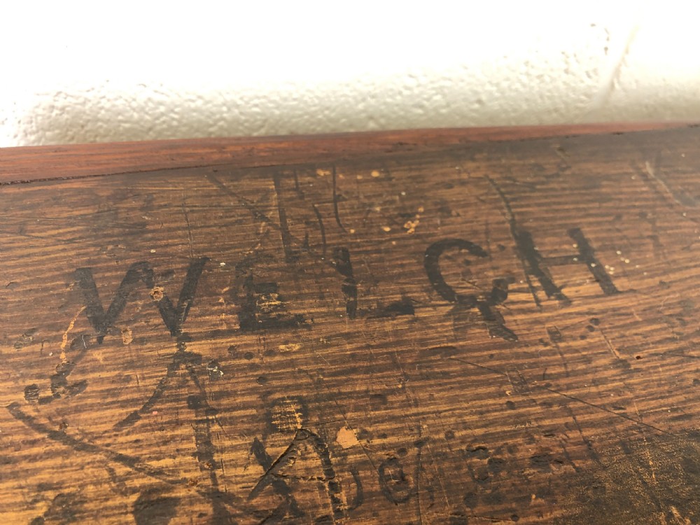 Antique Stained Pine Welch British Army Trunk  View IV