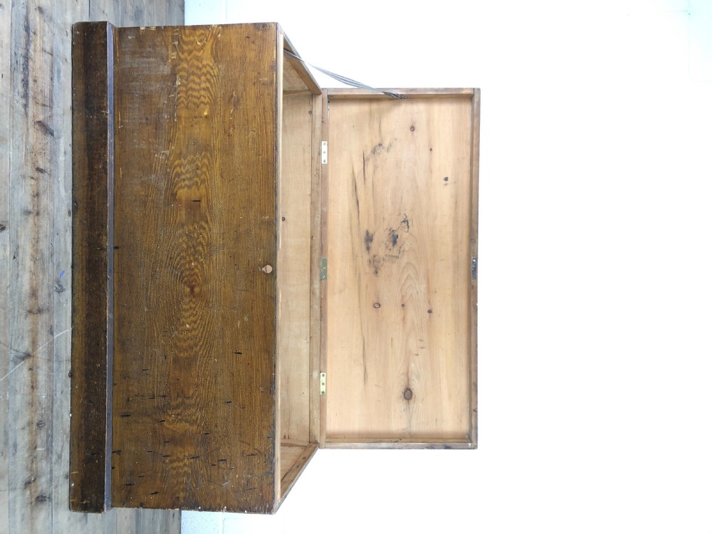 Antique Stained Pine Welch British Army Trunk  View VII