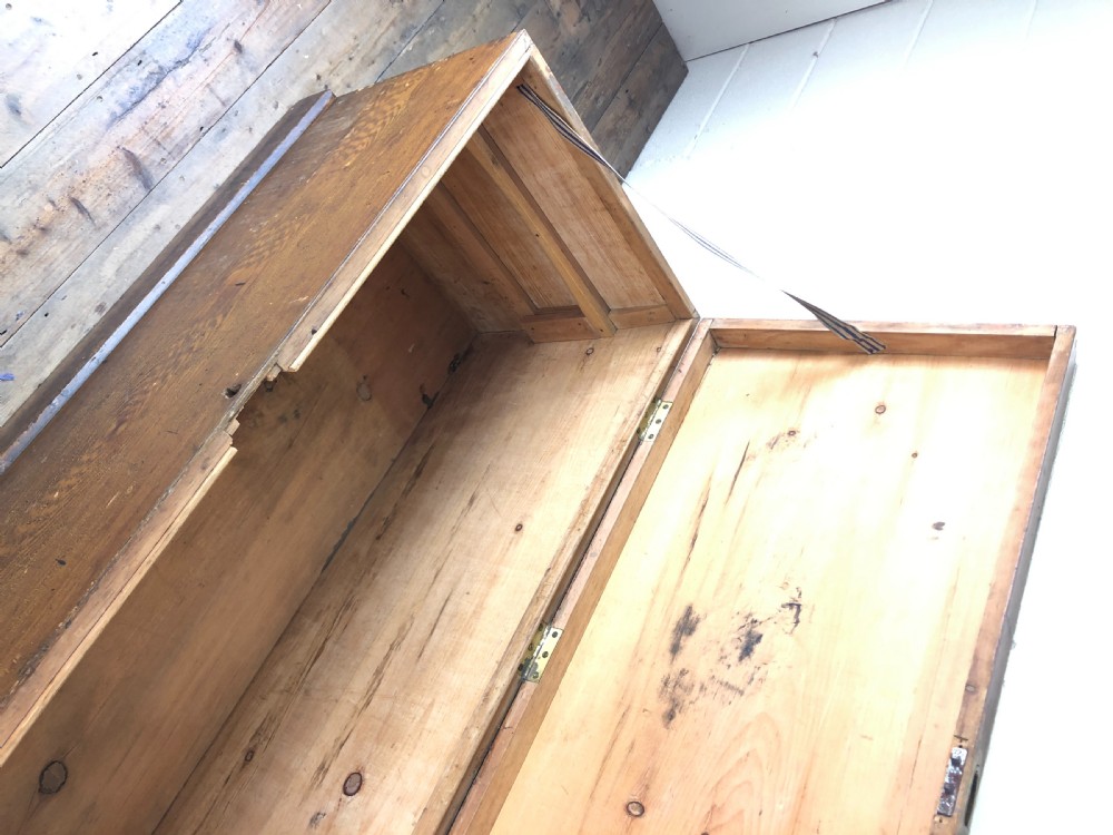 Antique Stained Pine Welch British Army Trunk  View VIII