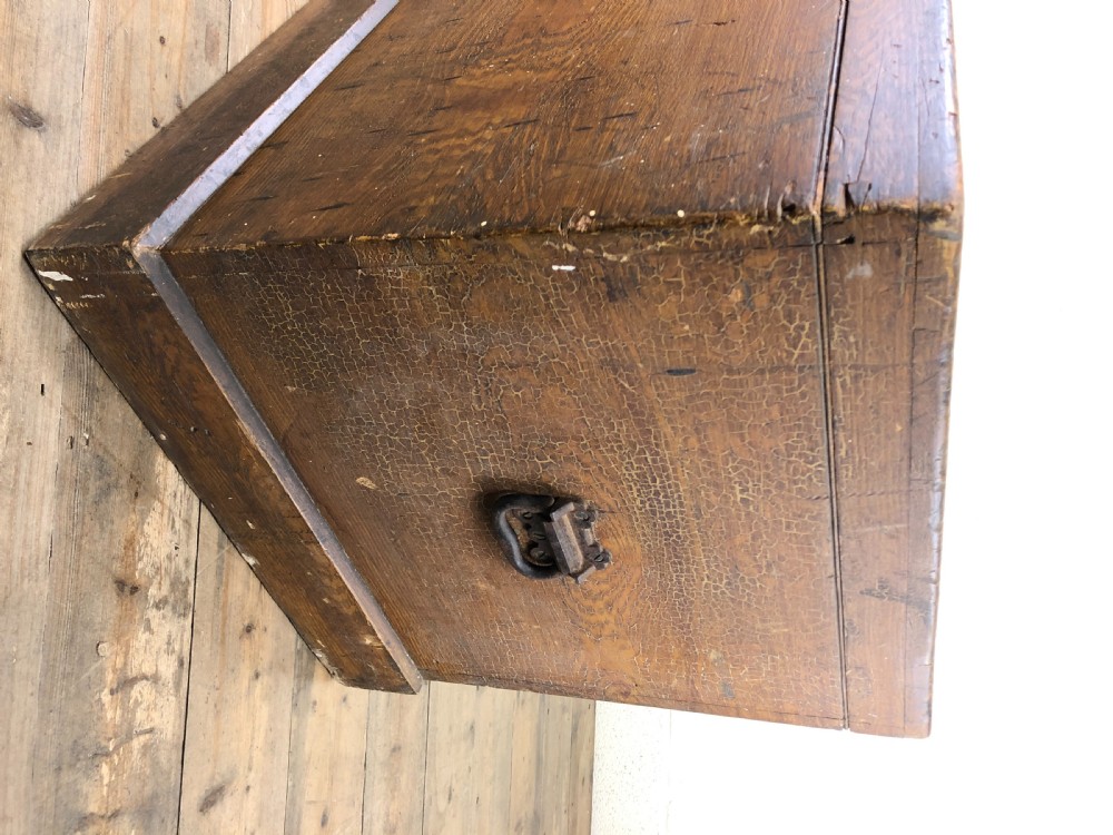 Antique Stained Pine Welch British Army Trunk  View X