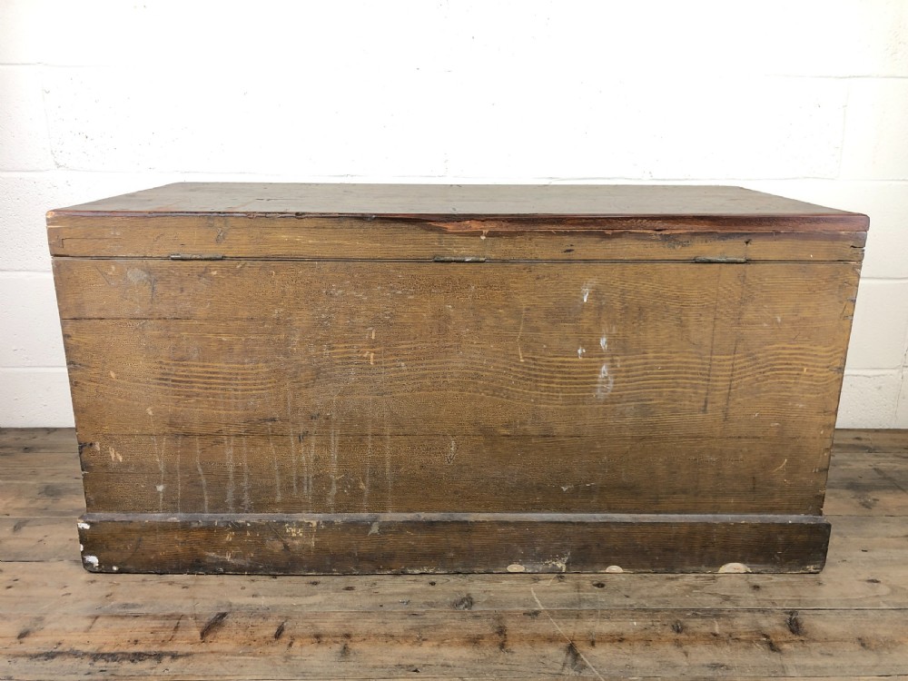 Antique Stained Pine Welch British Army Trunk  View XI