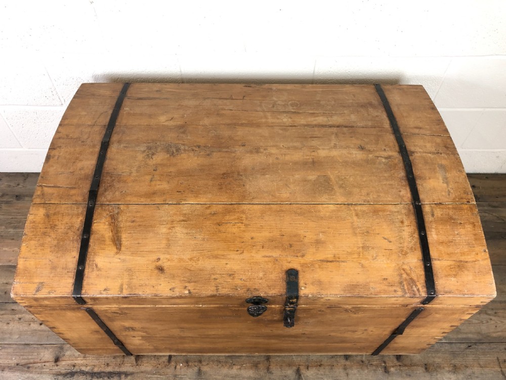 Large Antique Pine Dome Top Trunk  View V