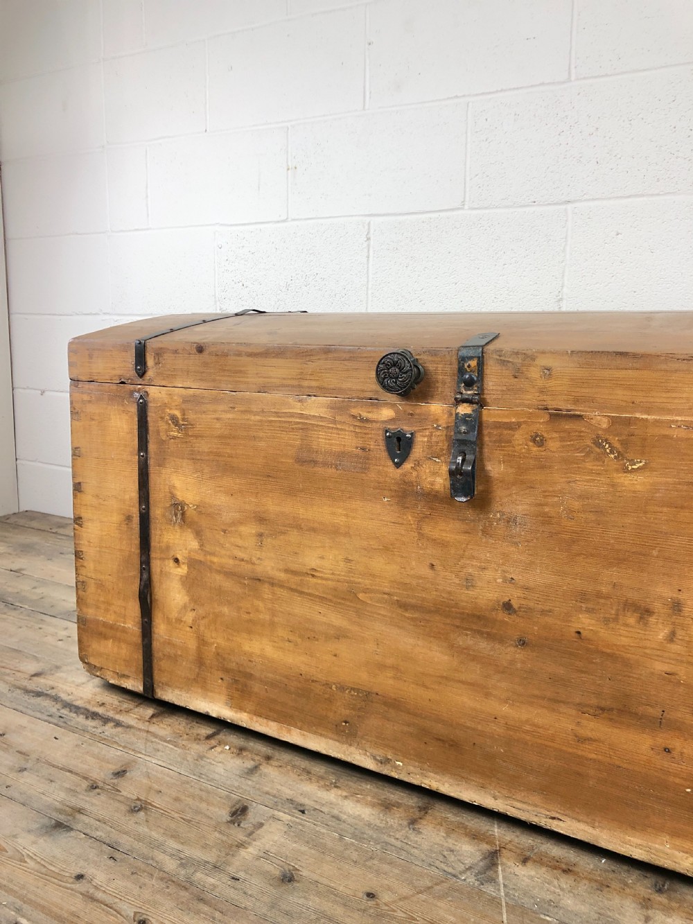 Large Antique Pine Dome Top Trunk  View VI