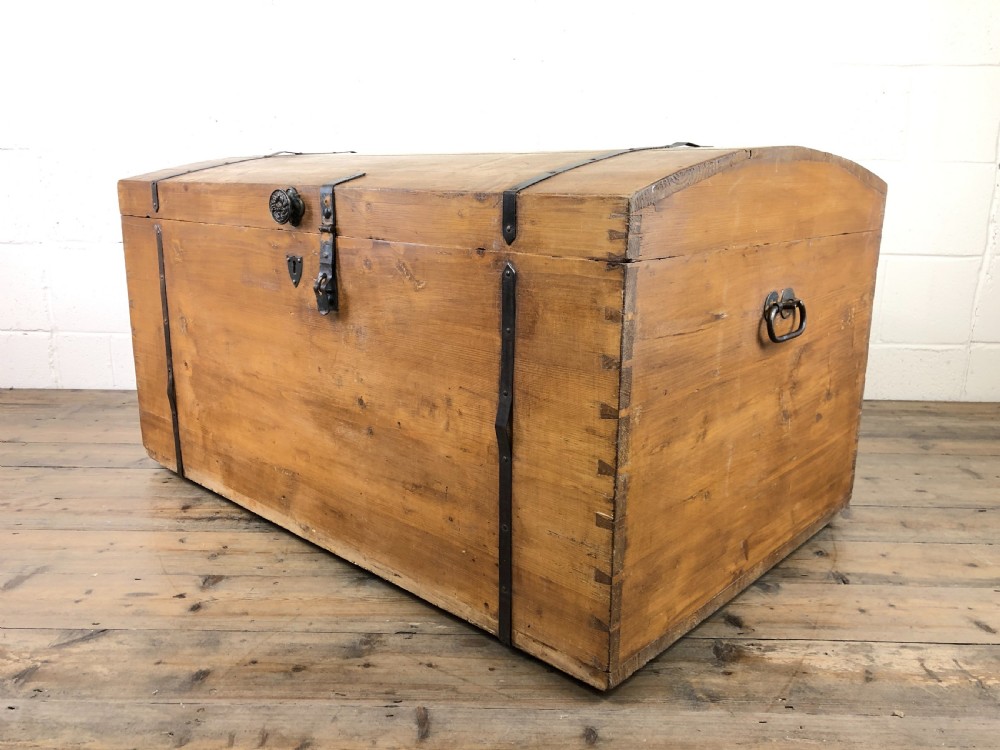 Large Antique Pine Dome Top Trunk  View VII