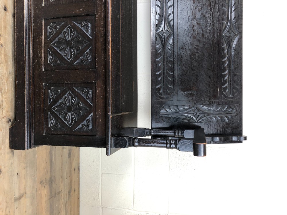 Early 20th Century Stained Oak Monk’s Bench  View III