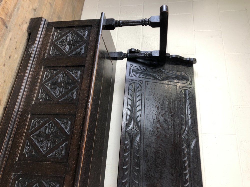 Early 20th Century Stained Oak Monk’s Bench  View IV