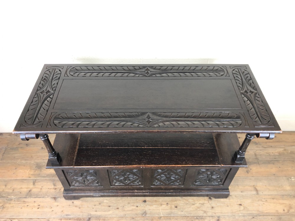 Early 20th Century Stained Oak Monk’s Bench  View IX