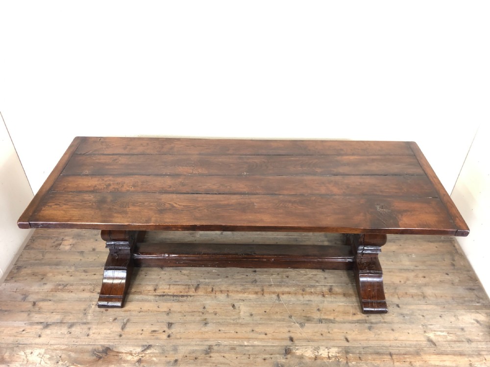 Large Antique Elm Refectory Dining Table  View V