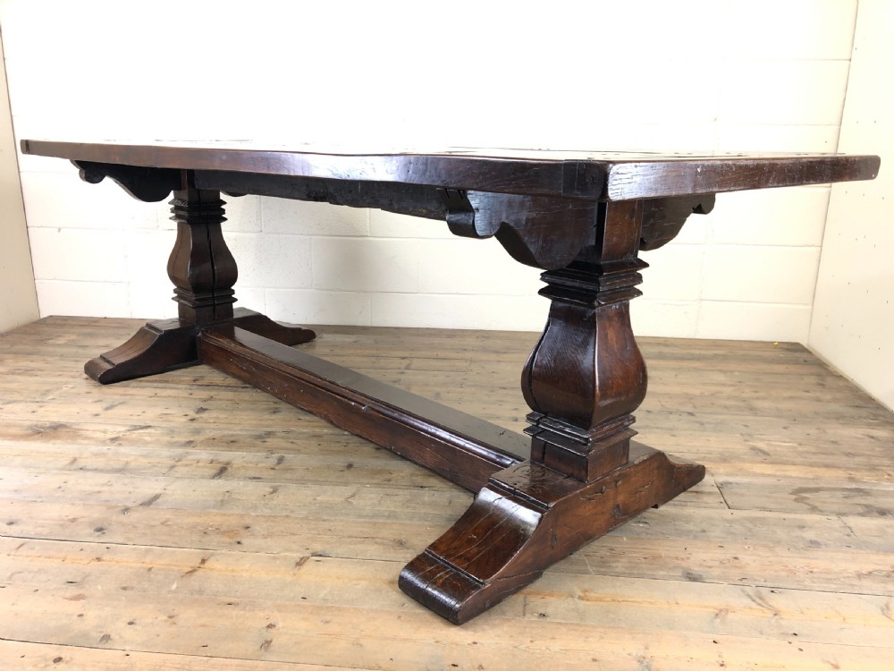 Large Antique Elm Refectory Dining Table  View X