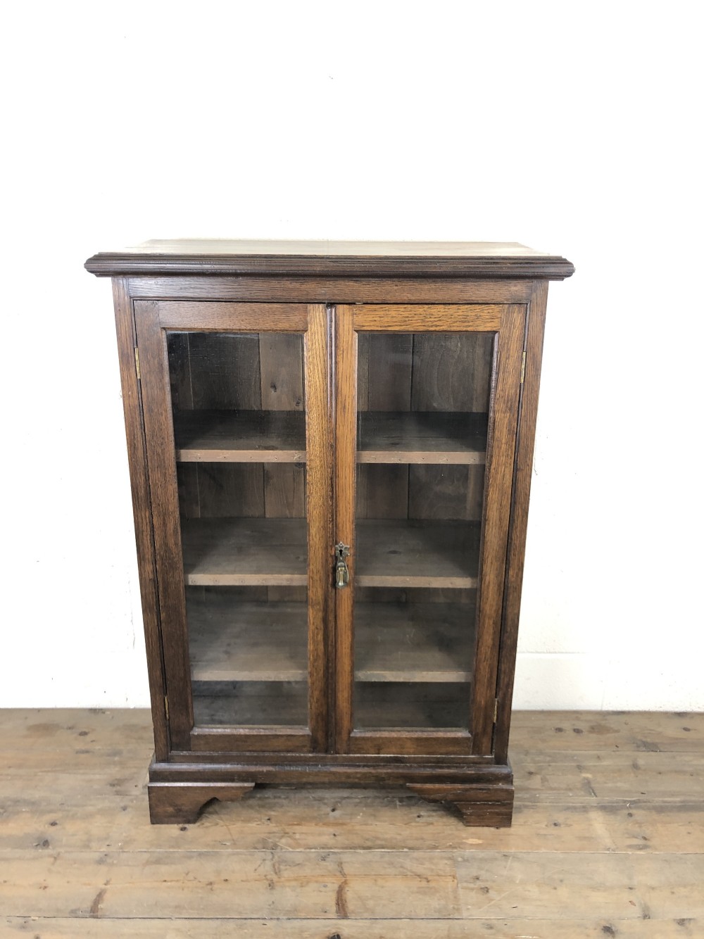 Small Antique Oak Glazed Bookcase 