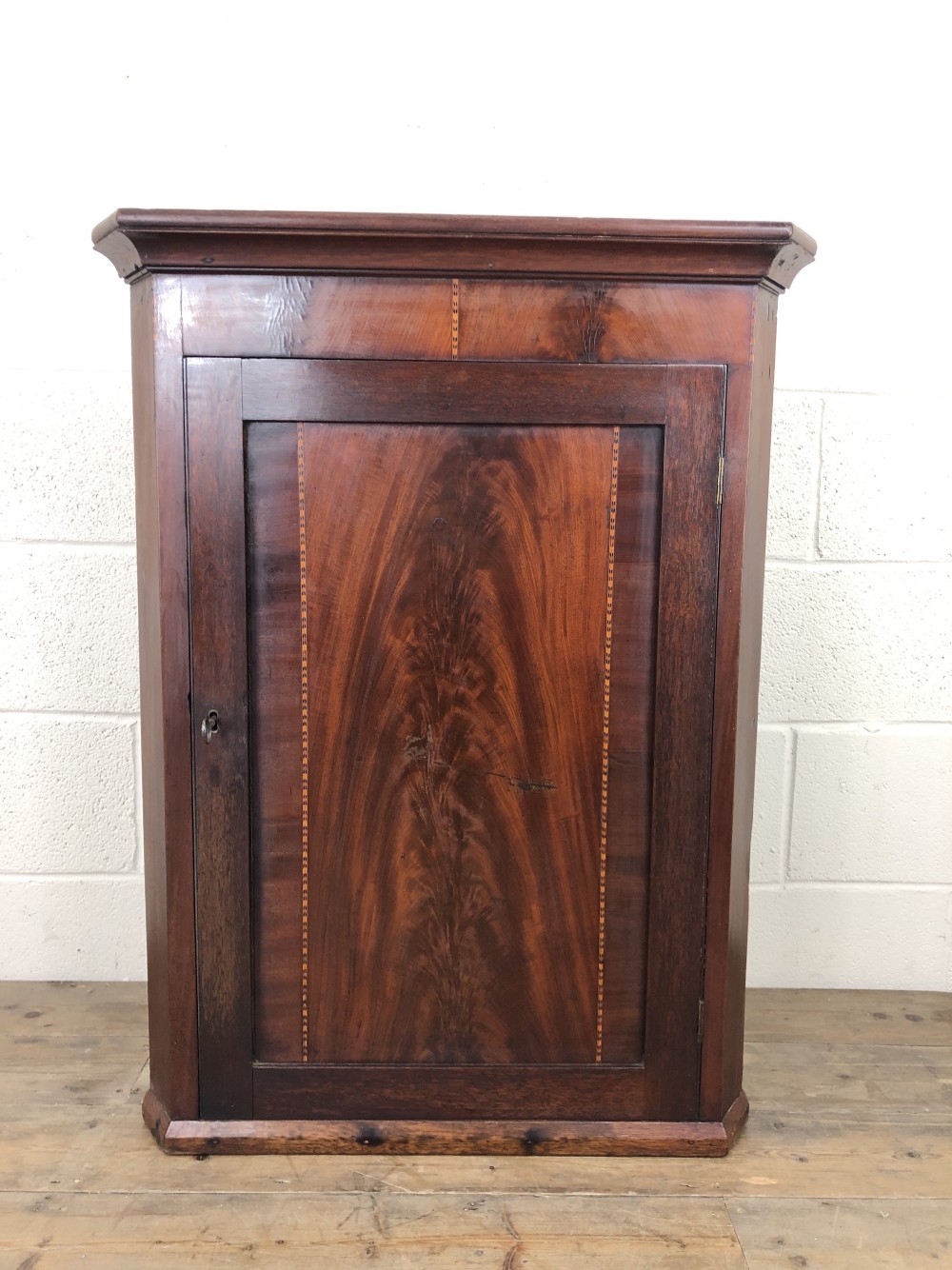 Antique 19th Century Inlaid Mahogany Corner Cupboard