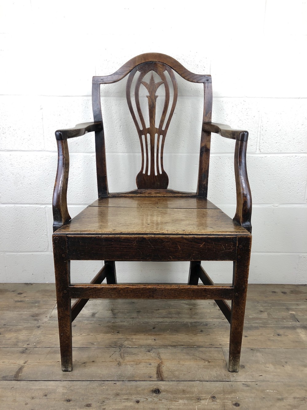 Antique 19th Century Welsh Oak Farmhouse Armchair 